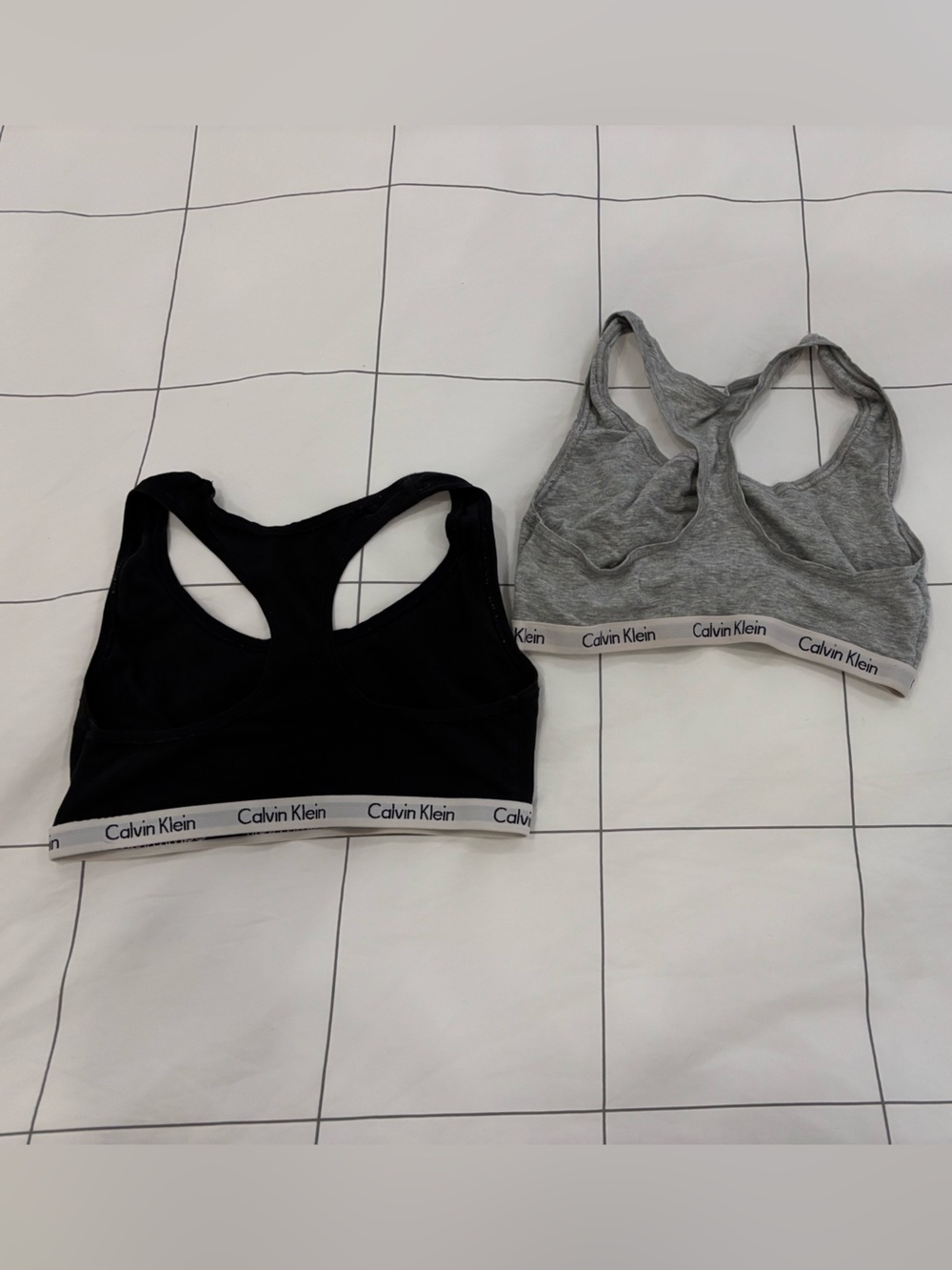 Calvin Klein Racerback Bralette Set in Gray & Black